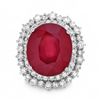 Image 3 : 14K WHITE GOLD 18.00CT RUBY 2.00CT DIAMOND RING