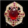 Image 1 : 14K YELLOW GOLD 7.8CT RUBY 0.50CT DIAMOND RING