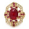 Image 3 : 14K YELLOW GOLD 7.8CT RUBY 0.50CT DIAMOND RING