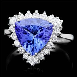 14K WHITE GOLD 3.00CT TANZANITE 0.70CT DIAMOND RING