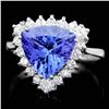 Image 1 : 14K WHITE GOLD 3.00CT TANZANITE 0.70CT DIAMOND RING