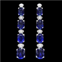 14K WHITE GOLD 6.50CT SAPPHIRE 0.30CT DIAMOND EARRINGS