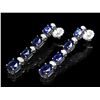 Image 2 : 14K WHITE GOLD 6.50CT SAPPHIRE 0.30CT DIAMOND EARRINGS