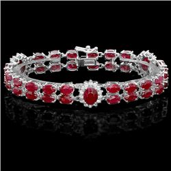 14K WHITE GOLD 26.5CT RUBY 1.30CT DIAMOND BRACELET