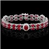 Image 1 : 14K WHITE GOLD 26.5CT RUBY 1.30CT DIAMOND BRACELET