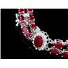 Image 2 : 14K WHITE GOLD 26.5CT RUBY 1.30CT DIAMOND BRACELET