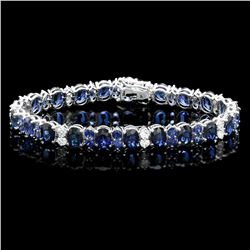 14K WHITE GOLD 23CT SAPPHIRE 1.60CT DIAMOND BRACELET