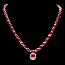 14K YELLOW GOLD 61CT RUBY 2.50CT DIAMOND NECKLACE