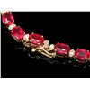 Image 2 : 14K YELLOW GOLD 61CT RUBY 2.50CT DIAMOND NECKLACE