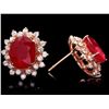 Image 2 : 14K ROSE GOLD 10.00CT RUBY 1.40CT DIAMOND EARRINGS