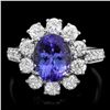Image 1 : 14K WHITE GOLD 2.60CT TANZANITE 1.60CT DIAMOND RING