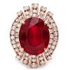 Image 3 : 14K ROSE GOLD 10.00CT RUBY 1.85CT DIAMOND RING