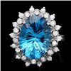 Image 1 : 14K WHITE GOLD 8.40CT TOPAZ 0.70CT DIAMOND RING