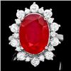 Image 1 : 14K WHITE GOLD 11.00CT RUBY 2.00CT DIAMOND RING