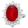 Image 3 : 14K WHITE GOLD 11.00CT RUBY 2.00CT DIAMOND RING