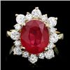 Image 1 : 14K YELLOW GOLD 5.50CT RUBY 1.40CT DIAMOND RING