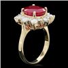 Image 2 : 14K YELLOW GOLD 5.50CT RUBY 1.40CT DIAMOND RING