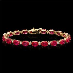 14K YELLOW GOLD 19.00CT RUBY 0.80CT DIAMOND BRACELET