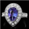 Image 1 : 14K WHITE GOLD 3.00CT TANZANITE 1.40CT DIAMOND RING