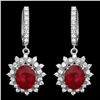 Image 1 : 14K WHITE GOLD 8.00CT RUBY 2.00CT DIAMOND EARRINGS