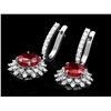 Image 2 : 14K WHITE GOLD 8.00CT RUBY 2.00CT DIAMOND EARRINGS