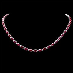 14K WHITE GOLD 37.00CT RUBY 1.70CT DIAMOND NECKLACE