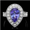 Image 1 : 14K WHITE GOLD 2.80CT TANZANITE 1.10CT DIAMOND RING