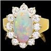 Image 1 : 14K YELLOW GOLD 2.00CT OPAL 1.30CT DIAMOND RING