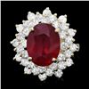 Image 1 : 14K YELLOW GOLD 7.50CT RUBY 2.30CT DIAMOND RING