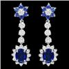 Image 1 : 14K WHITE GOLD 3.85CT SAPPHIRE 2CT DIAMOND EARRINGS