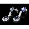 Image 2 : 14K WHITE GOLD 3.85CT SAPPHIRE 2CT DIAMOND EARRINGS