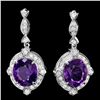 Image 1 : 14K WHITE GOLD 16CT AMETHYST 1.70CT DIAMOND EARRINGS