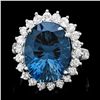 Image 1 : 14K WHITE GOLD 11.50CT TOPAZ 1.65CT DIAMOND RING