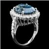 Image 2 : 14K WHITE GOLD 11.50CT TOPAZ 1.65CT DIAMOND RING