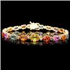 Image 1 : 14K YELLOW GOLD 18CT SAPPHIRE .65CT DIAMOND BRACELET