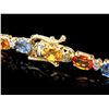 Image 2 : 14K YELLOW GOLD 18CT SAPPHIRE .65CT DIAMOND BRACELET