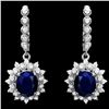 Image 1 : 14K WHITE GOLD 7CT SAPPHIRE 1.70CT DIAMOND EARRINGS