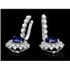 Image 2 : 14K WHITE GOLD 7CT SAPPHIRE 1.70CT DIAMOND EARRINGS