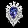 Image 1 : 14K WHITE GOLD 4.50CT TANZANITE 2.30CT DIAMOND RING