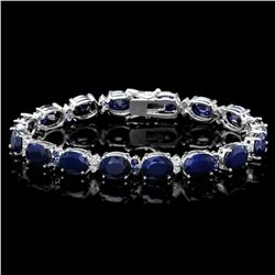 14K WHITE GOLD 36CT SAPPHIRE .70CT DIAMOND BRACELET