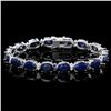 Image 1 : 14K WHITE GOLD 36CT SAPPHIRE .70CT DIAMOND BRACELET