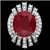 Image 1 : 14K WHITE GOLD 15.50CT RUBY 2.10CT DIAMOND RING