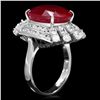 Image 2 : 14K WHITE GOLD 15.50CT RUBY 2.10CT DIAMOND RING