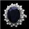 Image 1 : 14K WHITE GOLD 8.69CT SAPPHIRE 0.73CT DIAMOND RING