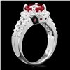 Image 2 : 14K WHITE GOLD 3.00CT RUBY 1.30CT DIAMOND RING