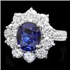 Image 1 : 14K WHITE GOLD 2.50CT SAPPHIRE 2CT DIAMOND RING