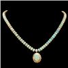 Image 1 : 14K YELLOW GOLD 32CT OPAL 1.60CT DIAMOND NECKLACE