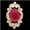 Image 1 : 14K YELLOW GOLD 8.00CT RUBY 0.80CT DIAMOND RING