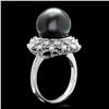 Image 2 : 14K WHITE GOLD 12MM PEARL 0.50CT DIAMOND RING