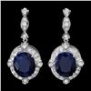 Image 1 : 14K WHITE GOLD 21CT SAPPHIRE 1.70CT DIAMOND EARRINGS